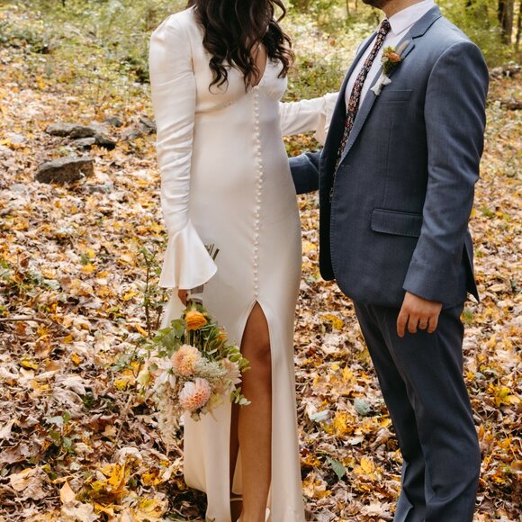 Shona Joy La Lune Frill Cuff Bias Midi Dress - Cream - Picture 4 of 6